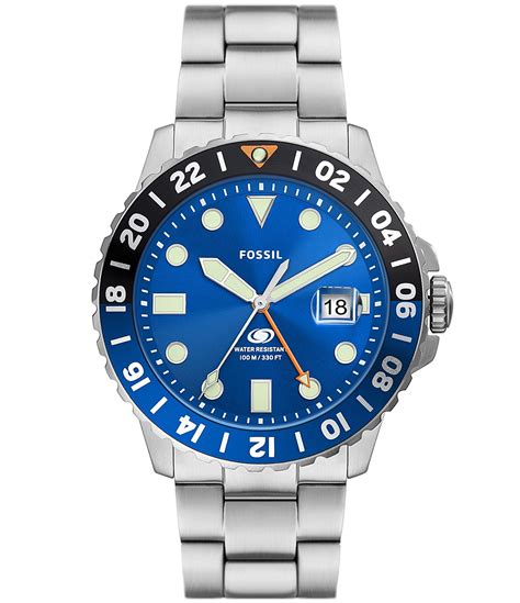 dior メンズ ブレスレット|Fossil Men's Blue GMT Stainless Steel Bracelet Watch .